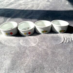 4 Vintage Lourioux “Le Faune” made in France set of floral butterfly ramekins